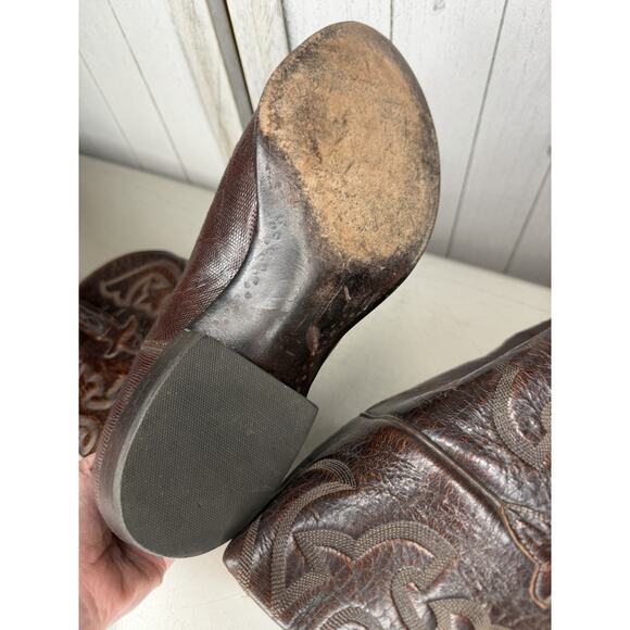 Lucchese Men’s Exotic Cowboy Boots Size 11.5 E Wide Teju Lizard and Goat Brown - Picture 6 of 7